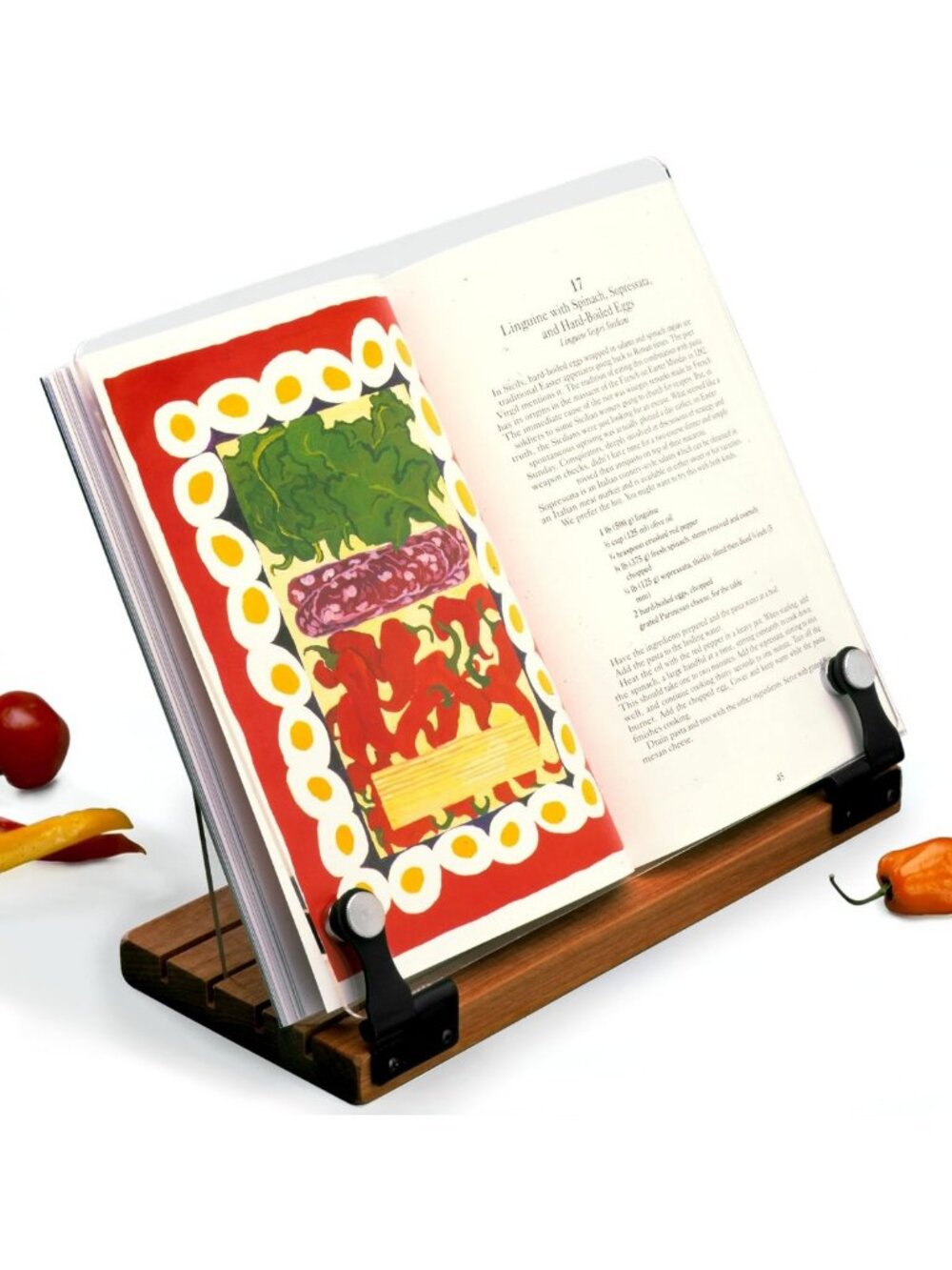 Stylish Cookbook Holder with Acrylic Shield & Wooden Base - Made in USA